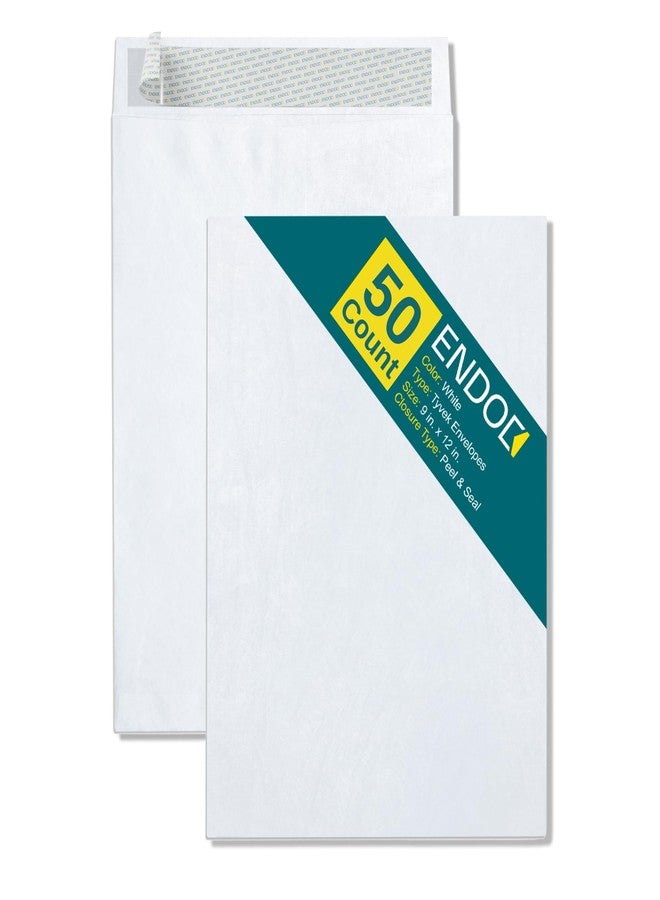 EnDoc Tyvek Envelopes – 9x12 Mailer Tear Resistant Envelopes Tyvek® Construction & Easy Self Seal Closure –Bright White – Bulk Pack of 50 – 9 x 12 Inch - Image 1